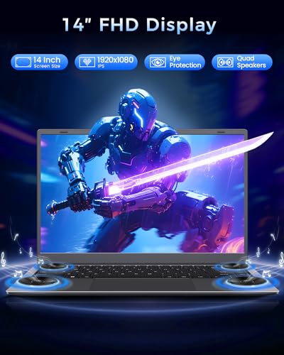 Image of Laptop 32GB RAM, 512GB SSD Laptops Computers with Pentium Processor (Up to 3.4GHz), 14 inch FHD IPS Screen, Dual USB C, USB 3.2, HDMI, TF Card Slot, Lightweight Laptop for Business and Student