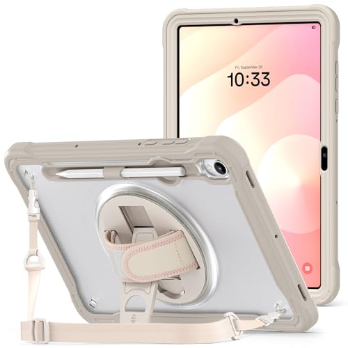 Coque Samsung Galaxy Tab S11 avec support et bandoulière beige