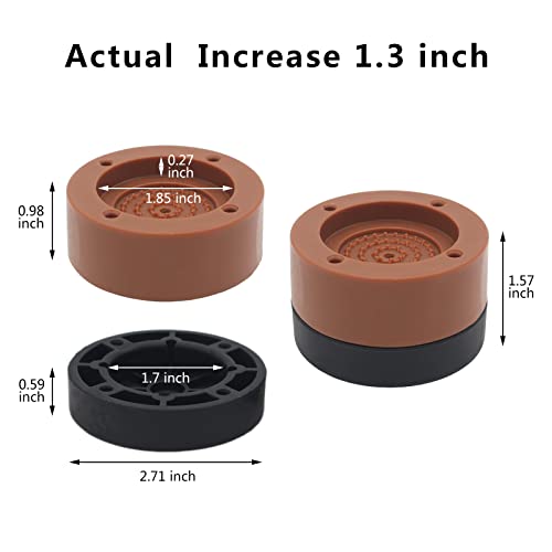 Hanihua 4 Sets Round Furniture Bed Risers (Brown) Adjustable Bed Lifts Risers 1 Inch For Bed Frame, Chair Risers, Sofa, Home Heavy Duty Table Couch Legs Feet Accessories, Up To 1,500 Lbs #TOP1