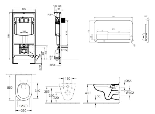 V&B Wand- WC- Combi- Pack O.NOVO m WC- Elem., Betätigungsplatte u Sitz, weiß-2