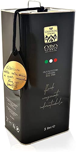 NUOVO!!! Olio Extravergine di Oliva 100% ITALIANO Estratto a Freddo di Gnavolini Raccolta Sapore | Latta da 5 Litri | Olio Evo per l'eccellenza in Cucina.