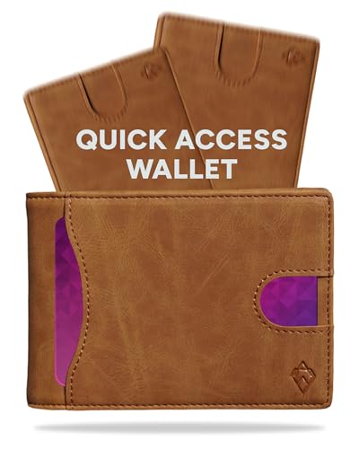 AKIELO Portefeuille RFID Blocage à Rabat avec Coffret Cadeau – Porte Cartes Élégant avec Languette – Porte Cartes Homme (Delta - Édition Brun Clair)