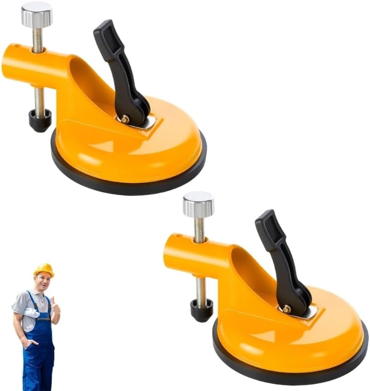 2PCS Adjustable Height Setter with Vacuum Suction Cups, Professional Countertop Leveling Tool for Granite Marble Quartz Slabs, Floor Gap Fixer for Seamless Tile Installation