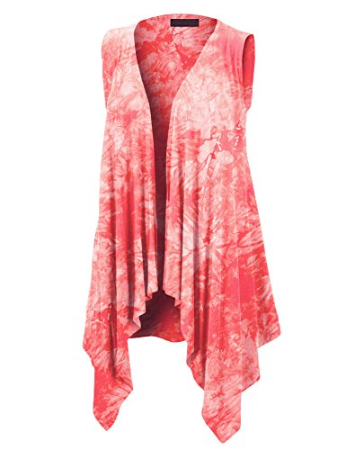 Image of Made By Johnny Women's Lightweight Sleeveless Cardigan - Draped Open Front Vest with Asymmetrical Hem