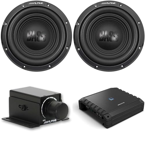Alpine S2-A60M S-Series Class-D Mono Subwoofer Amp & RUX-KNOB.2, (2) W10S4 10-Inch Bass Subwoofer Bundle
