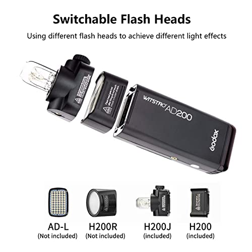 Image of Godox AD200 Pro Flash Strobe, 200Ws Portable Strobe Flash with Godox XPro-S Wireless Flash Trigger for Sony, TTL 1 /8000s HSS Monolight, 2980mAh Li-ion Battery, 500 Full Power Flashes,0.01-1.8s Recycle