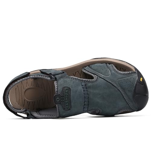 Men's Leather Summer Sandals Comfortable Breathable Slip On Flat Shoes For Walking Outdoor Casual Lightweight Footwear4