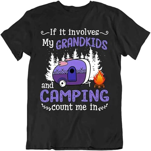 MIAO LI YI Men's Camping Outside Trip T-Shirt Tee Vintage Gift Cute Funny Outdoor Fresh Grand Black 3XL
