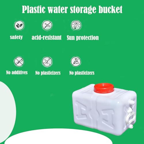 Tanque de agua de gran capacidad con grifo para uso doméstico y al aire libre - Cubo portátil y duradero de almacenamiento de agua de plástico (4 galones) miniatura 6