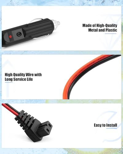 Image of 12V /24V Car Refrigerator Power Cord for RV Car Fridge Freezer Fit for ARB COSTWAY BougeRV ICECO Alpicool Dometic Etc Portable Refrigerator (16AWG 10FT)