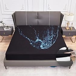 Arcon Cama 160X200 Arcona Protector de colchón de 160 x 200 cm, sábana Bajera Ajustable Estilo Protector de colchón, Impermeable, Lavable y Transpirable (Negro)