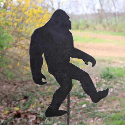 Metal Bigfoot Garden Stake - Steel Gardening Decor - Sasquatch Yard Art Marker (Outdoor Flat Black)