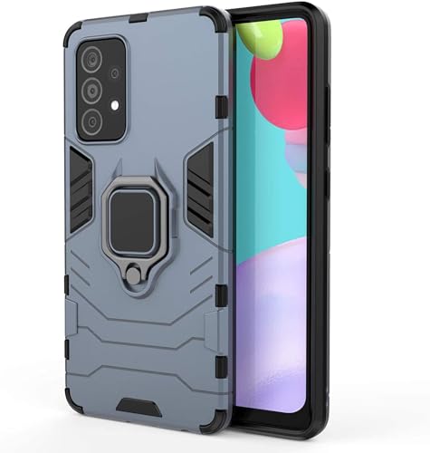 FITSMART Shockproof Heavy Duty Robot Ring Case with Stand Double Protective Back Cover for Samsung Galaxy M32 5G / Samsung Galaxy A32 5G - Blue