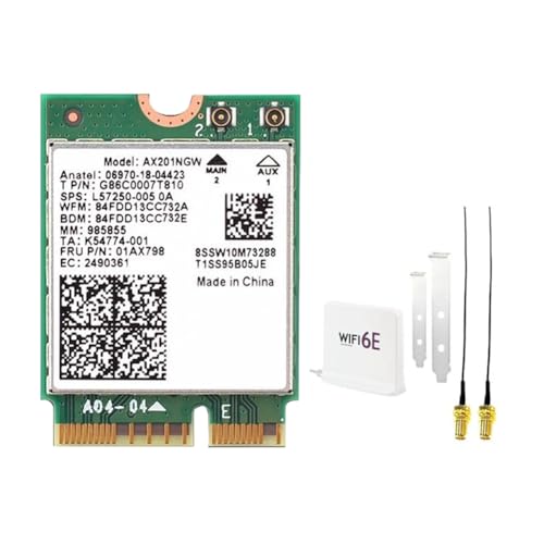 Tarjeta WiFi 6 AX201NGW interna para PC con antena magnética de doble banda y adaptador BT5.2