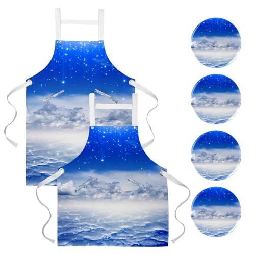 Tablier de cuisine pour pâtisserie et bistrot au motif étoiles poétiques