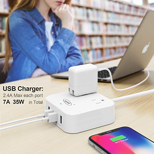 Surge Protector Power Strip, Bototek Extension Cord With 2 Widely Outlets 4 Usb Ports, Flat Plug, 4Ft Desk Usb Charging Station For Dorm Room Home And Office #TOP5