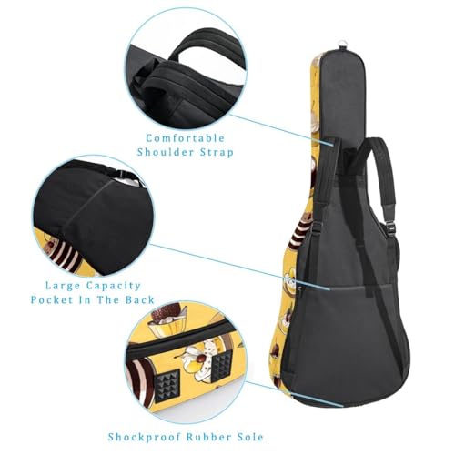 Housse pour guitare acoustique antichoc et imperméable jaune