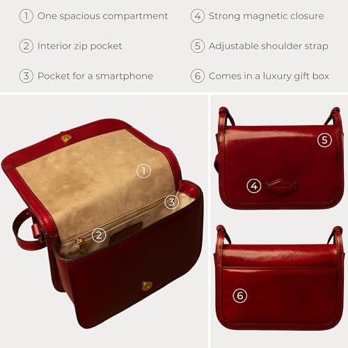 Image of Time Resistance Leather Crossbody Bag - Messenger Bag with Magnetic Closure - Leather Handbag Purse for Women
