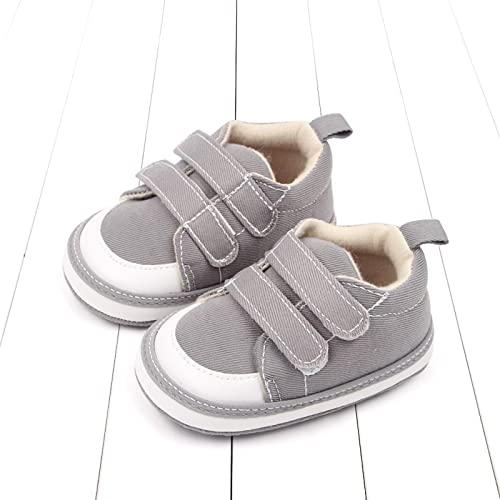 Baby Canvas Sneakers Infant First Wal𝐤ers Non Slip Soft Sole Crib Casual Shoes Newborn Hook Loop Tennis Shoes3
