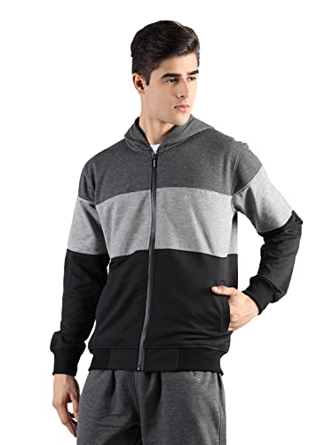 Image of CHKOKKO Men Winter Sports Running Zipper Stylish Jacket Anthra 3XL