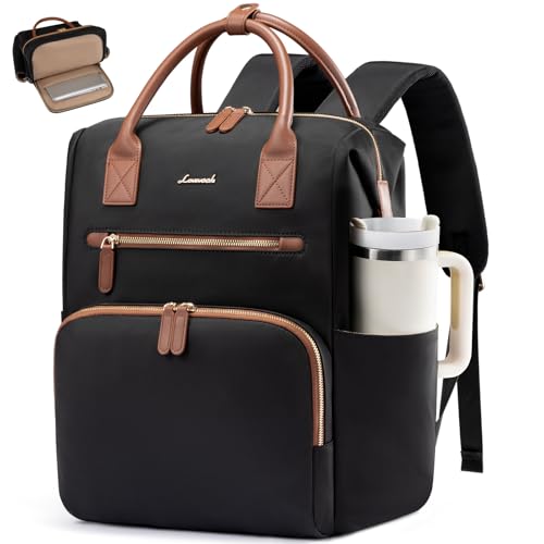 LOVEVOOK Laptop Backpack for Women & Men, Professional Teacher Work Commute Computer Bag with Separate Laptop Compartment, Water Resistant Business Travel Backpack for Office College Nurse, 15.6 Inch