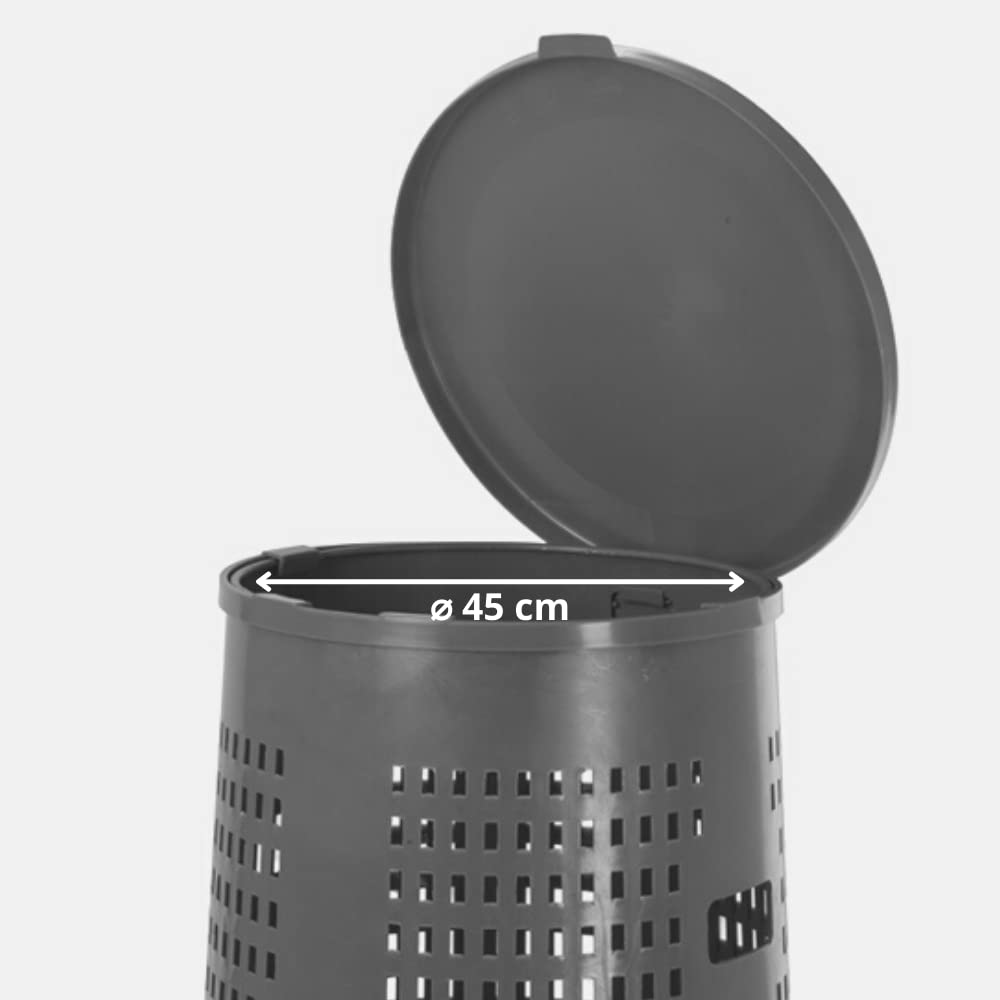 Tomaino - Bidone Spazzatura Esterno 110 lt con Coperchio - Trespolo Porta Rifiuti con Reggi Sacco per Raccolta Differenziata (Verde senza pedale)