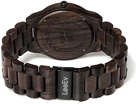 Relojes de madera para hombres con correa de cuarzo informal marrón 4