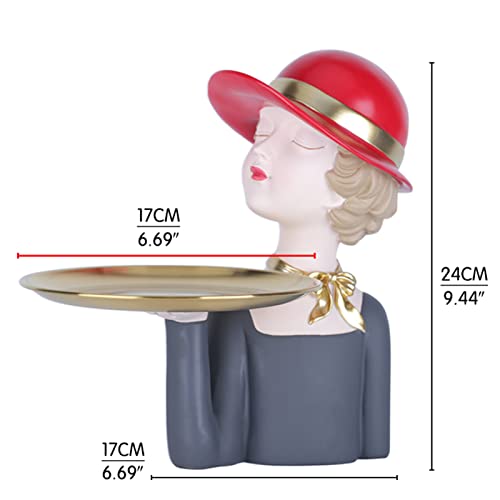 Girl Figurine Decoration Holding Storage Tray, Resin Storage Holder With Bow Art Storage For Keys Candy Dish Jewelry Earrings Home Office Living Room Bedroom Table Desk Decor #TOP2