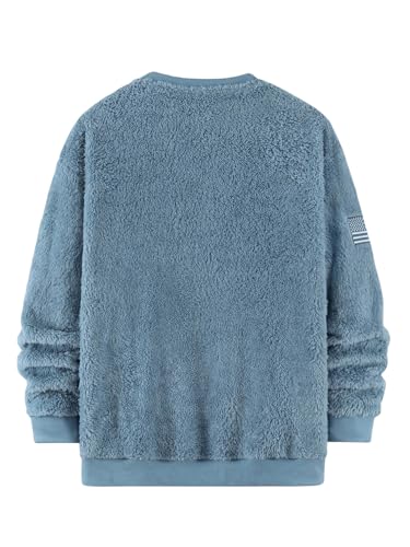 Floerns Men's Letter Embroidery Long Sleeve Teddy Sweatshirts Fuzzy Crewneck Pullover2