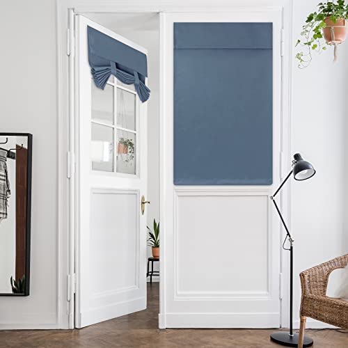 HOMEIDEAS Blackout Door Curtains for French Door 26x40 Inch Stone Blue
