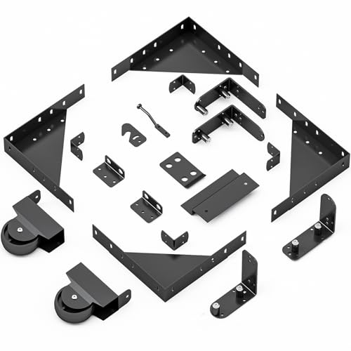 Sliding Gate Hardware Kit Heavy Duty Fence Gate Kit with Roll Wheels Universal Fit for 1 to 2 Thick Wood Fence Gates Anti-Sag Corner Frame Brackets Smooth Rolling Easy DIY Installation