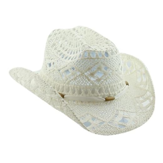 White Stylish Toyo Straw Beach Cowboy Hat W/Shapeable Brim, Boho Modern Cowgirl