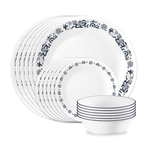 Image of Corelle Old Town Blue 18-Piece Round Dinnerware Set, Service for 6