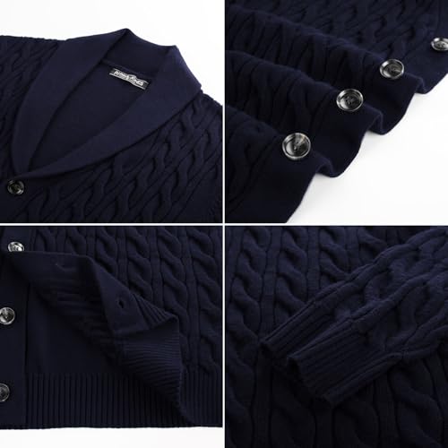 Cardigan en tricot torsadé homme col châle chic en maille texturée unie