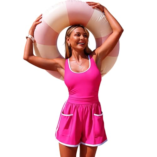 Maillot de bain une pièce sportif avec jambes et poches pour femme