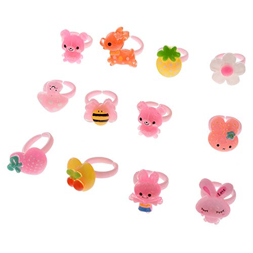 Ngel Little Girl Cute Lovely Jewel Rings Girl Pretend Play and Dress Up Rings for Party Rings Set Cartoon Cute Kids Accessory Gift for Children (Pack of - 36) 4