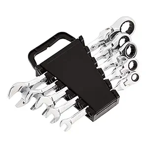 amazon basics Flexible Ratcheting Wrench Set - Metric, 5-Piece | Flex