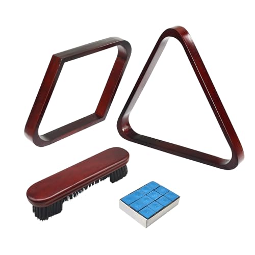 MoyanSuper Solid Wood Pool Ball Triangle Rack Pool Table Ball Holder Positioning Rack 2-1/4 Pool Ball Rack (Burgundy Triangle & Diamond Rack)