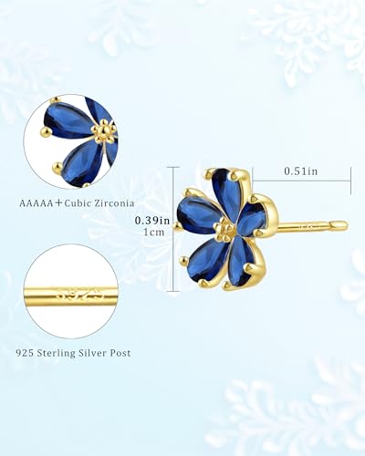 Hypoallergenic Flower Stud Earrings for Women | Dainty 14K Gold Plated Cubic Zirconia Jewelry with 925 Sterling Silver Post | Gift for Sensitive Ears, Daily & Occasions4