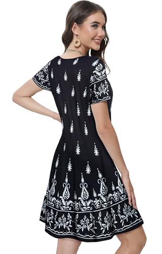 Image of Summer Dresses for Women Casual Tshirt Short Sleeve Floral Sundress Beach Cover Ups with Pockets 2026