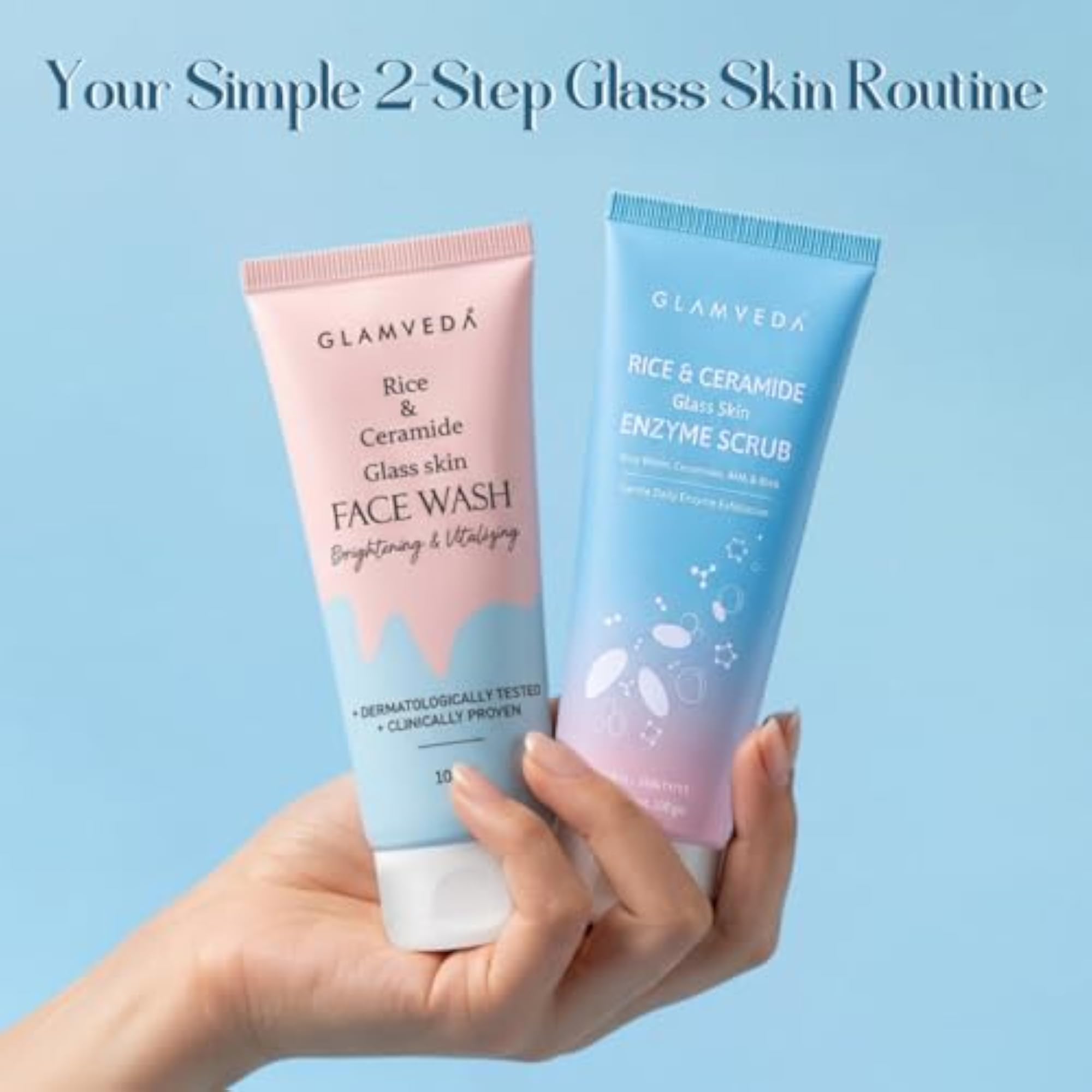 Rice & Ceramide Glass Skin Duo, Face Wash & Enzyme Scrub Combo