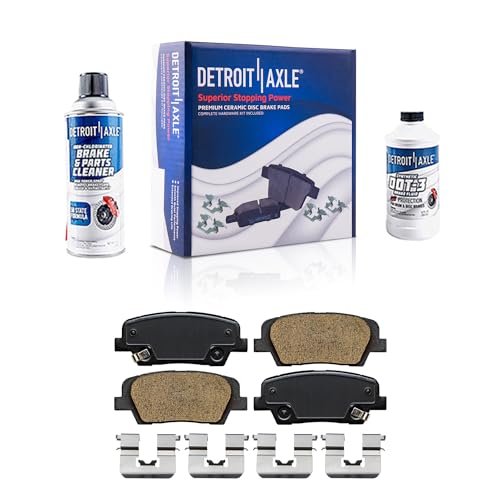 Image of Detroit Axle - Rear Brake Pads for 2010-2018 Hyundai Santa Fe 2019 Santa Fe XL 2013-2018 Santa Fe Sport 2011-2015 Kia Sorento, Ceramic Brake Pads w /Hardware Replacement