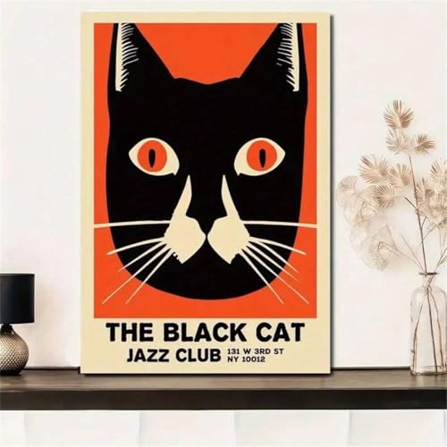Affiche sur toile haut de gamme chat noir esthétique moderne cadre lianyibo 80x120