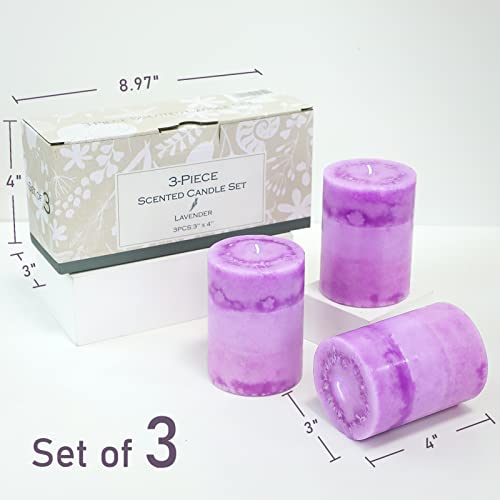 Flavcharm Lavender Scented Candles 3X4 Pillar Candles Clean Burning Votive Decorative Birthday Candles Backdrop Candles For Home Scented Gifts For Her Wedding Decor #TOP3