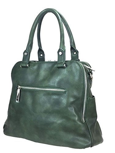 Leatherette Triple Compartments Satchel Purse and Wallet Set4