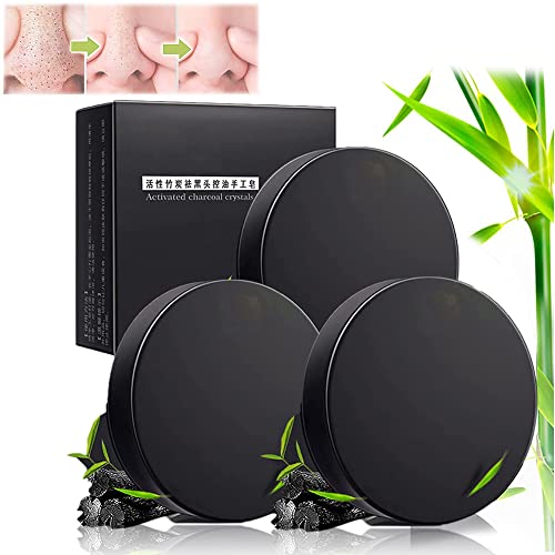 LOSE Bamboo Charcoal Blackhead Remover Soap, Bamboo Blackhead Remover Soap, Blackhead Remover Soap Bar, Control Oil, Deeply Cleanses Blackheads, Clean Face Soap, for All Skin Types (3PCS)