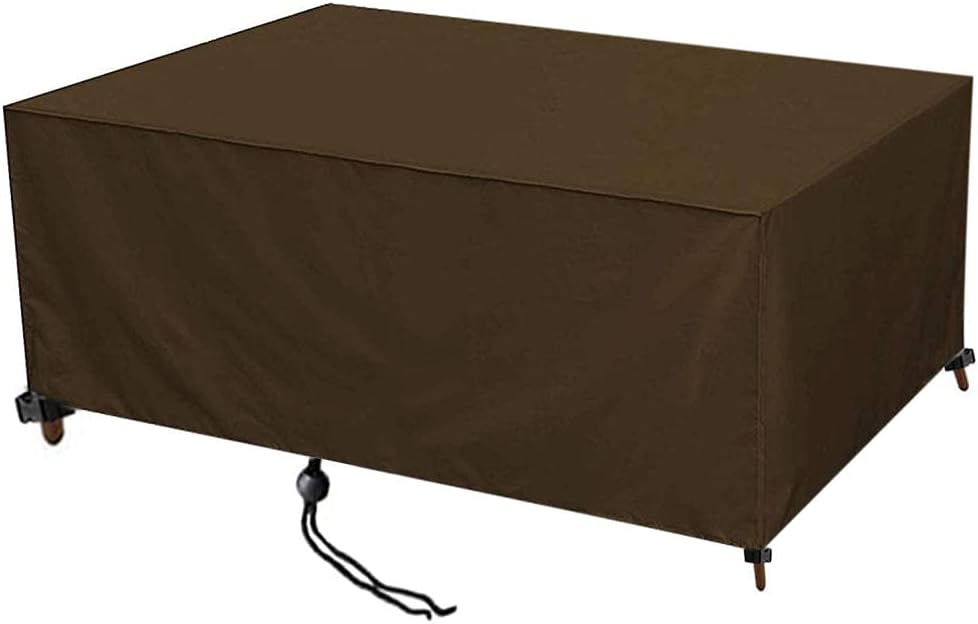 Garden Furniture Covers,360x320x100cm(141.7x126.0x39.4in) Rectangular Patio Table Cover,420D Heavy Duty Oxford Tear-Resistant ，Waterproof, Anti-UV, for Outdoor Rattan Patio Furniture Cover， Brown