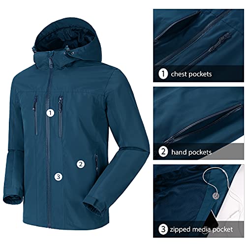 CAMEL CROWN Men's Waterproof Shell Jacket Windbreaker Hooded Rain Coat for...