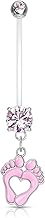 Lovepiercing Piercing Nombril Grossesse Pieds Bébé Maternité Pierre Zirconium Longue Barre Acrylique Retainer Bioflex ALICE Rose