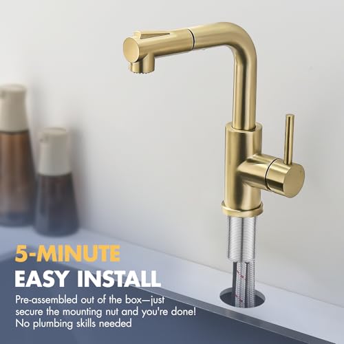 Image of GIMILI Bar Sink Faucet Brushed Gold Single Hole